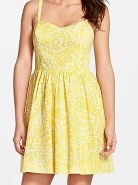 Lilly Pulitzer Christine Yellow and White Sweetheart Sundress